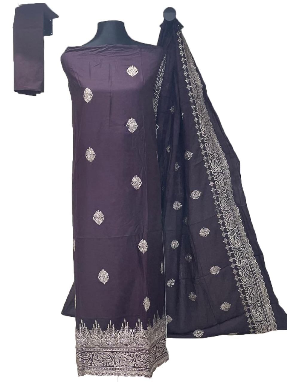 New Gorgeous Unstitched Ambroidary Cotton Three Piece dress For Women